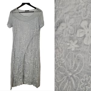 Cativa women's grey blue floral flowy dress